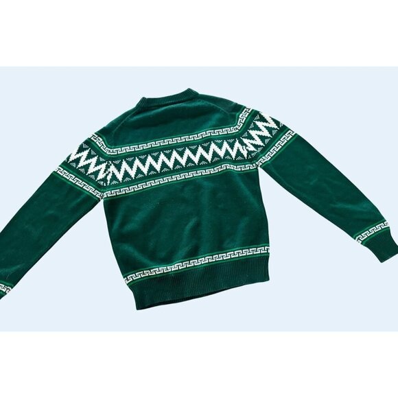 Vintage Men's 80s / 90s Unbranded Fair Isle Green Sweater Size S - Picture 6 of 8